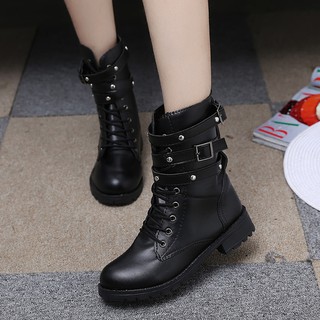[order] Giày cao cổ cột dây boot đen side 35 đến 42