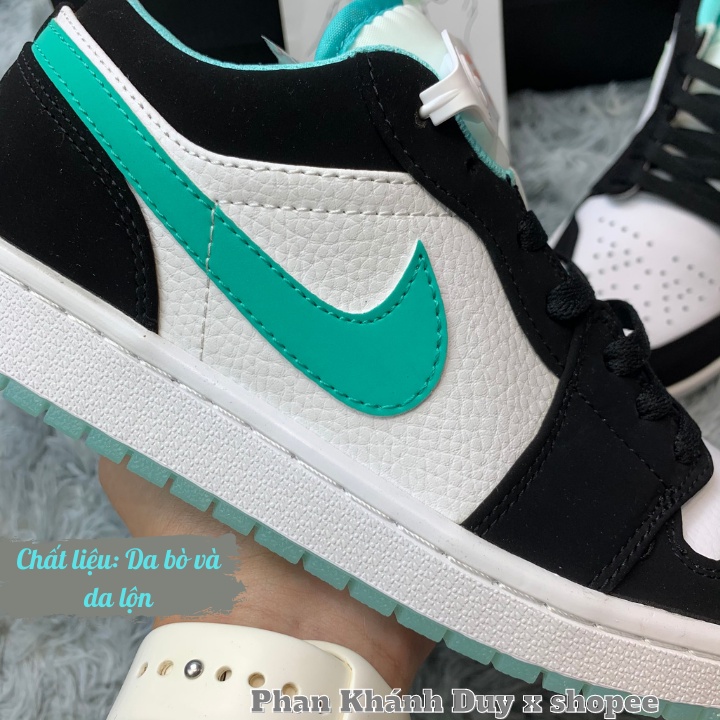 Giày jd cổ thấp | giày thể thao jordan xanh đen - jordan xanh ngọc | sneaker air jordan 1 low island green đế dạ quang