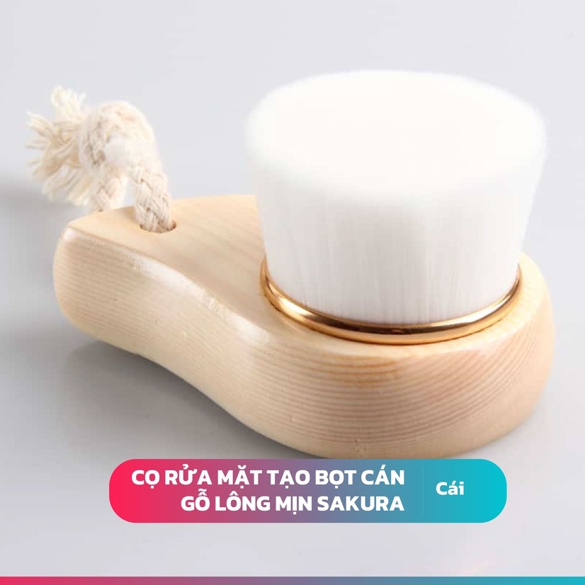 [CHÍNH HÃNG SAKURA] CỌ RỬA MẶT LÔNG TƠ SIÊU MỀM CÁN GỖ CAO CẤP SAKURA BEAUTY – DỤNG CỤ RỬA MẶT, MÁT XA MẶT