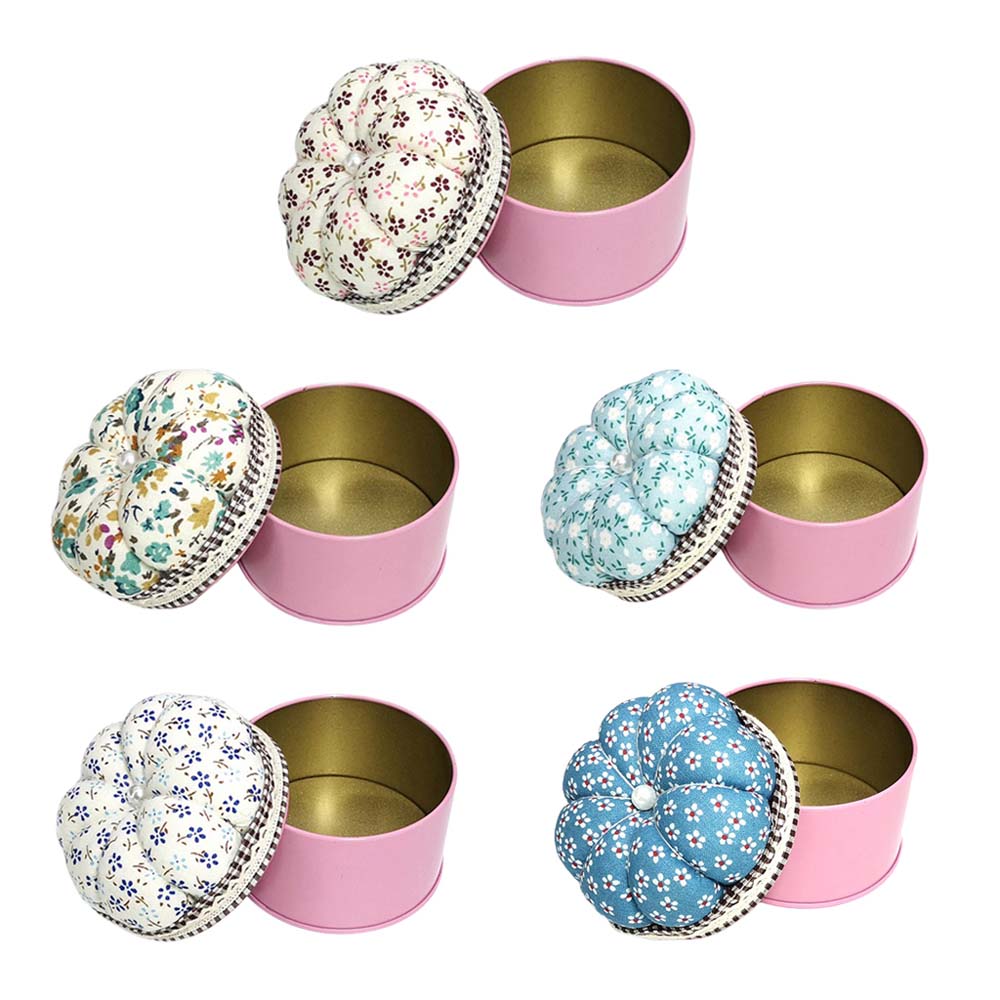 Gối cắm kim may vải cotton hình quả bí ngô đáng yêu tiện dụng