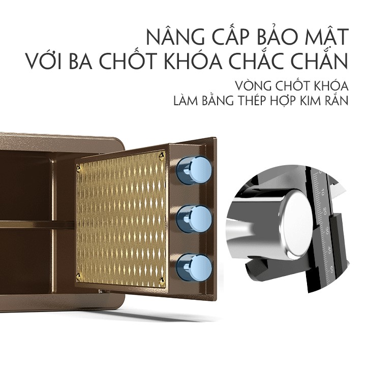 Két sắt mini thông minh, khung thép chắc chắn, an toàn.Bảo vệ bằng mật khẩu, khóa cơ. Phù hợp cho gia đình, khách sạn.