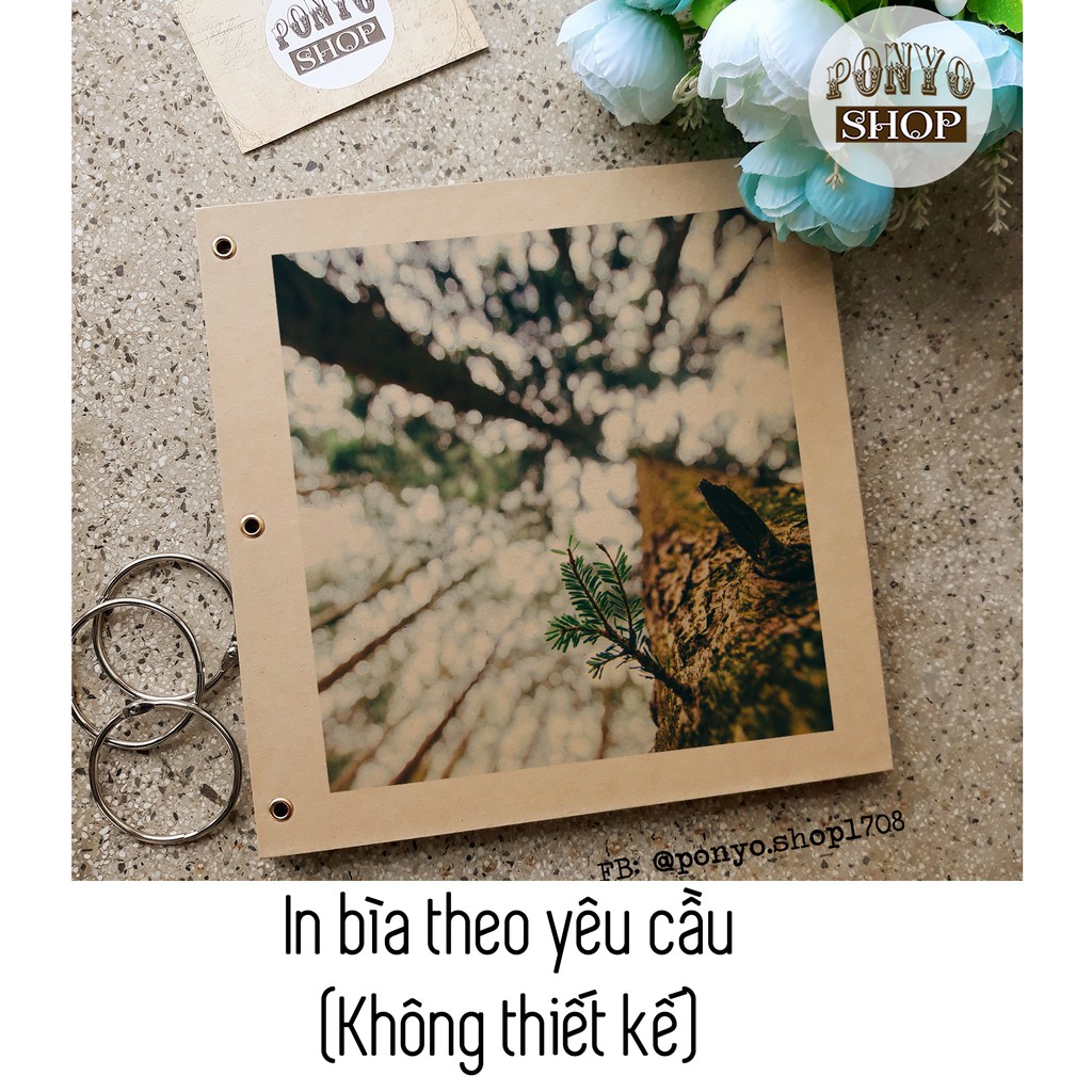 Sổ dán ảnh Scrapbook, khổ vuông, gáy còng (In bìa theo yêu cầu)