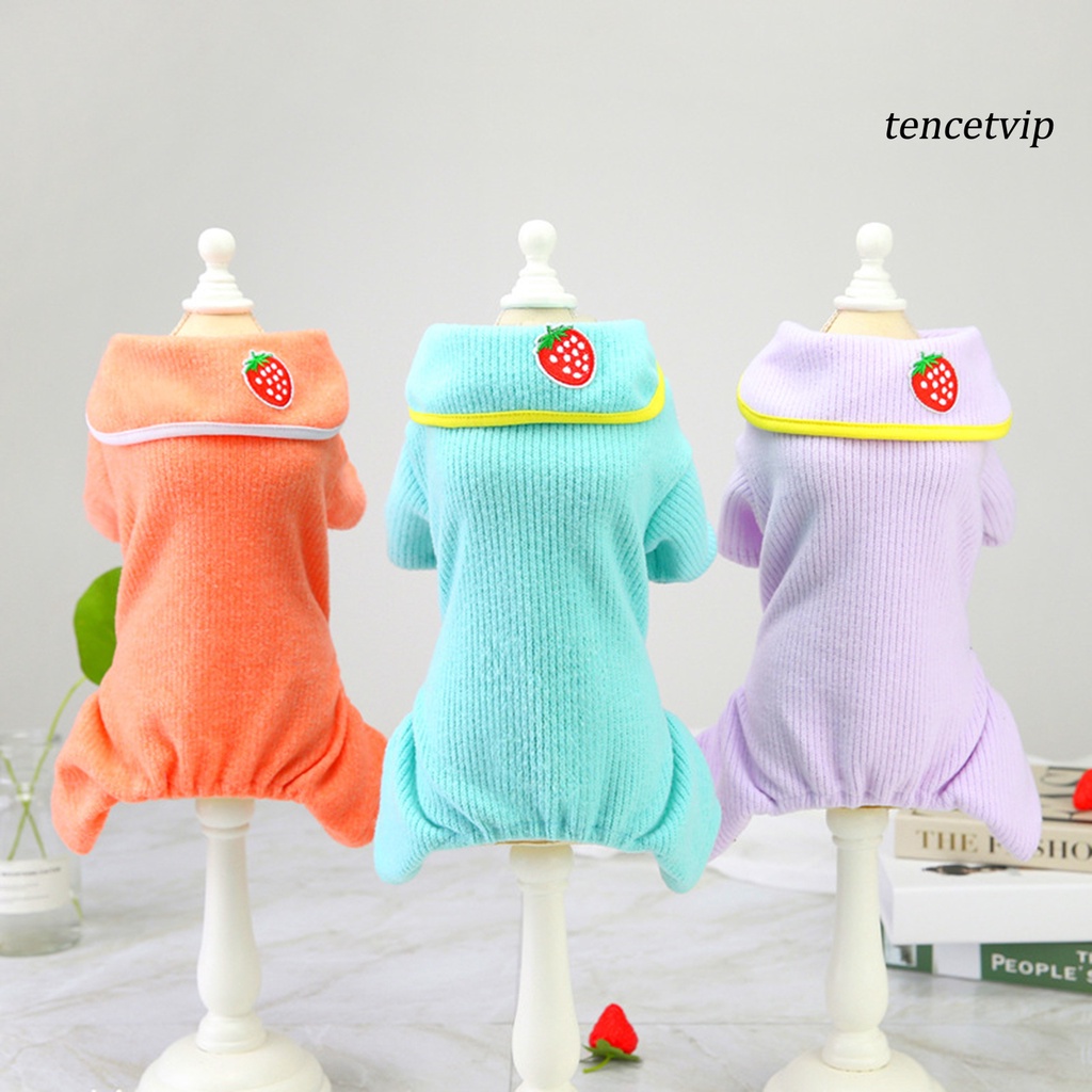 Bộ đồ ngủ áo liền quần màu trơn ấm áp thời trang cho cún cưng cỡ nhỏ
