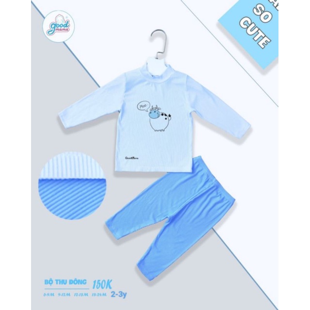 Goodmama - Bộ dài tay cao cổ chất len tăm cho bé 6-16kg