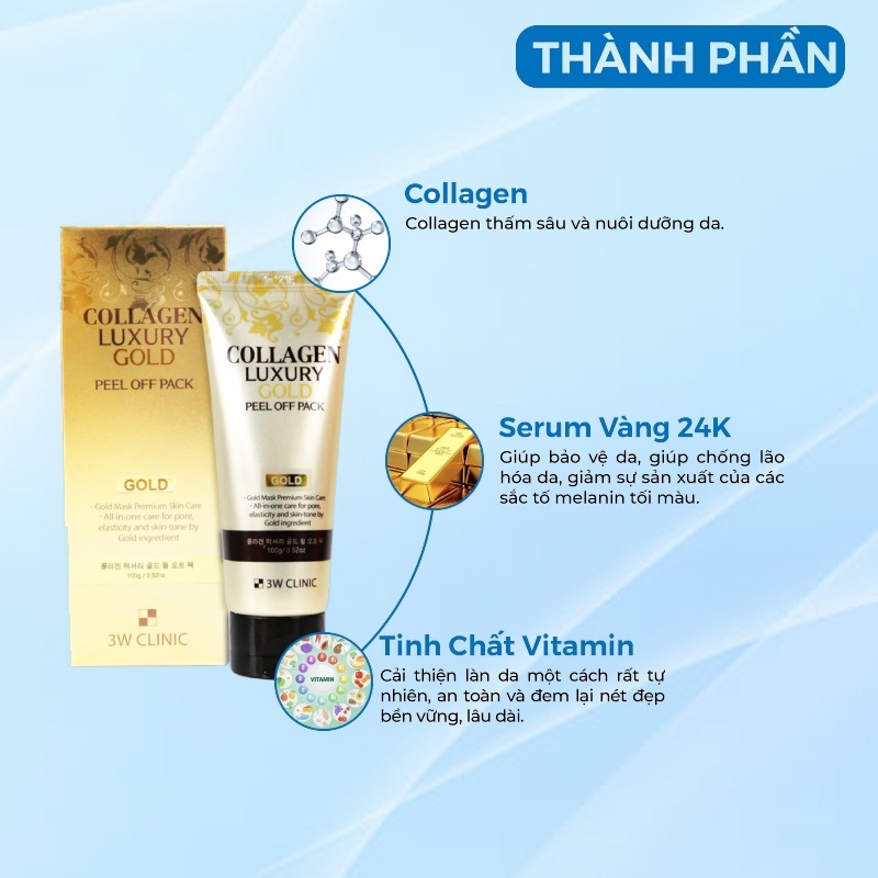 Mặt Nạ Dưỡng Da - Mặt Nạ Đắp Tinh Chất Vàng 24k 3w Clinic Hàn Quốc 100ml [ CAM KẾT CHÍNH HÃNG HÀN QUỐC]