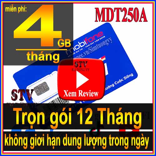 Sim 4G Mobifone MDT250A trọn gói 1 năm không cần nạp tiền, cam kết bảo hành 12 tháng