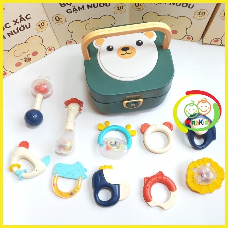 Bộ Xúc Xắc Gặm Nướu ToBé 10 Chi Tiết Hộp Gấu Phát Nhạc Có Đèn An Toàn Cho Bé XX24