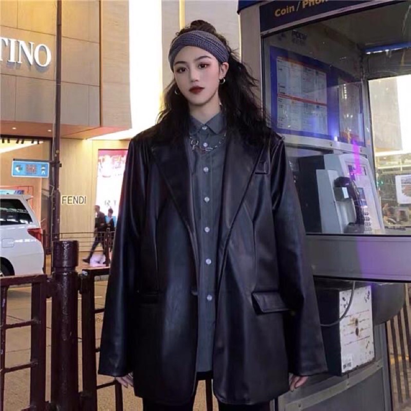 [ Có sẵn số lượng ít] Áo khoác blazer da PU BiG BamBoo 2