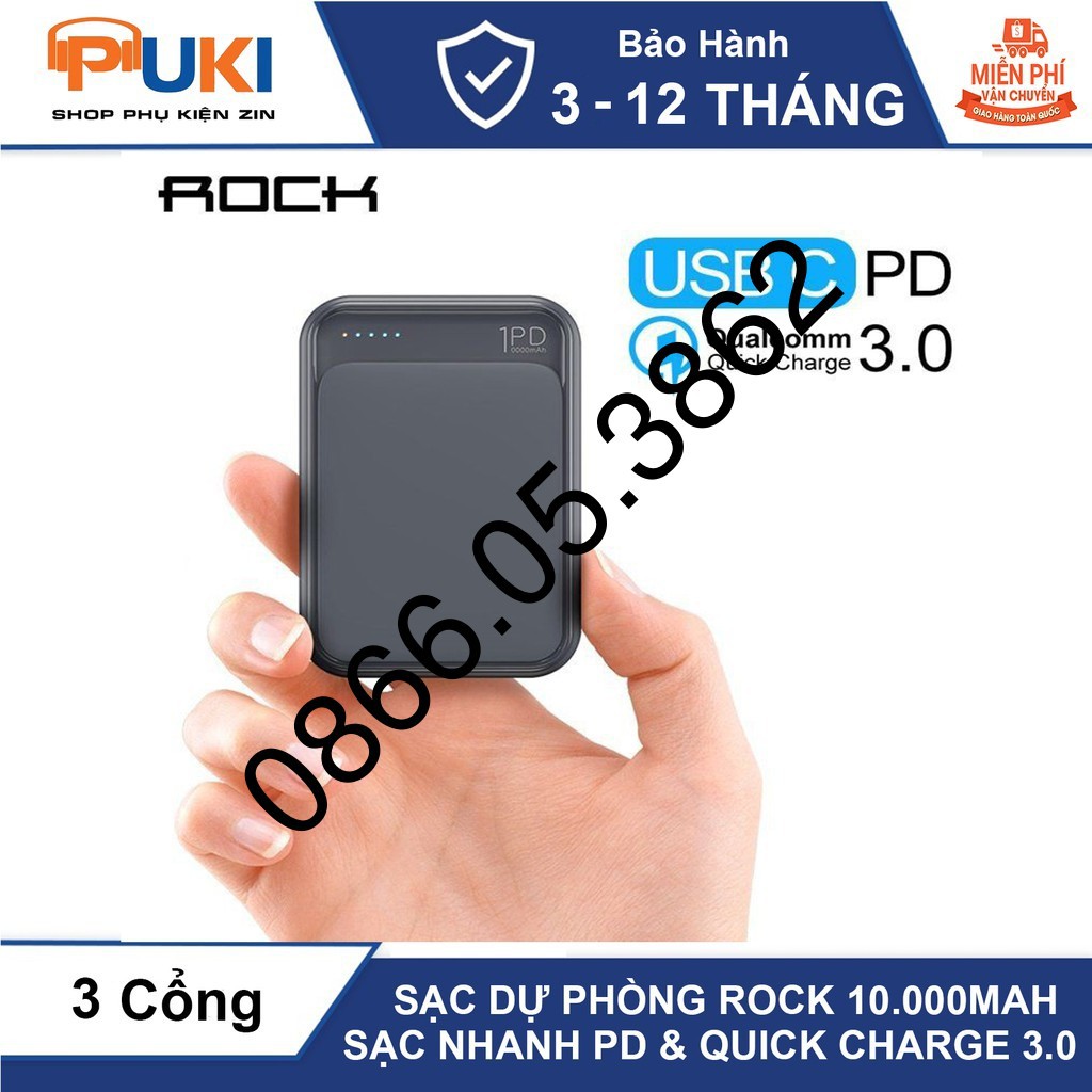 Sạc Dự Phòng ROCK P65 Mini 10.000 mAh Hỗ Trợ Sạc Nhanh PD Và Quick Charge 3.0- Mới Nhất 2019