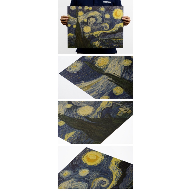 Tranh in hình bức họa sơn dầu Van Gogh-Starr phong cách cổ điển 36x47cm dùng trang trí nội thất