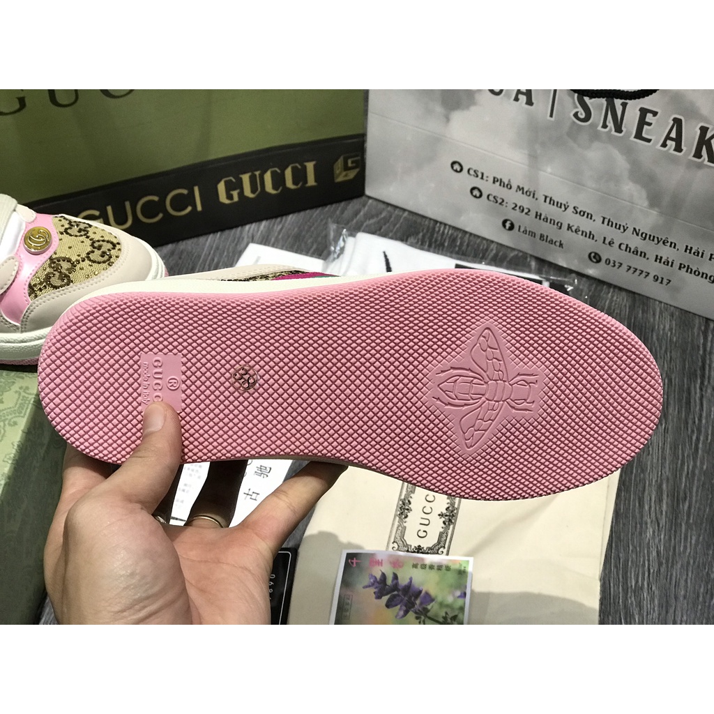 Siêu Phẩm Giày Thể Thao Sneaker Gu..CCi Hồng Đính Đá SIêu Xinh Cao Cấp Ảnh Thật + freeship + Tặng Tất