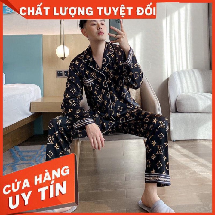 Đồ ngủ của nam giới mùa xuân và thu băng lụa dài tay phần mỏng cộng với chất béo kích thước đông dịch vụ tại n