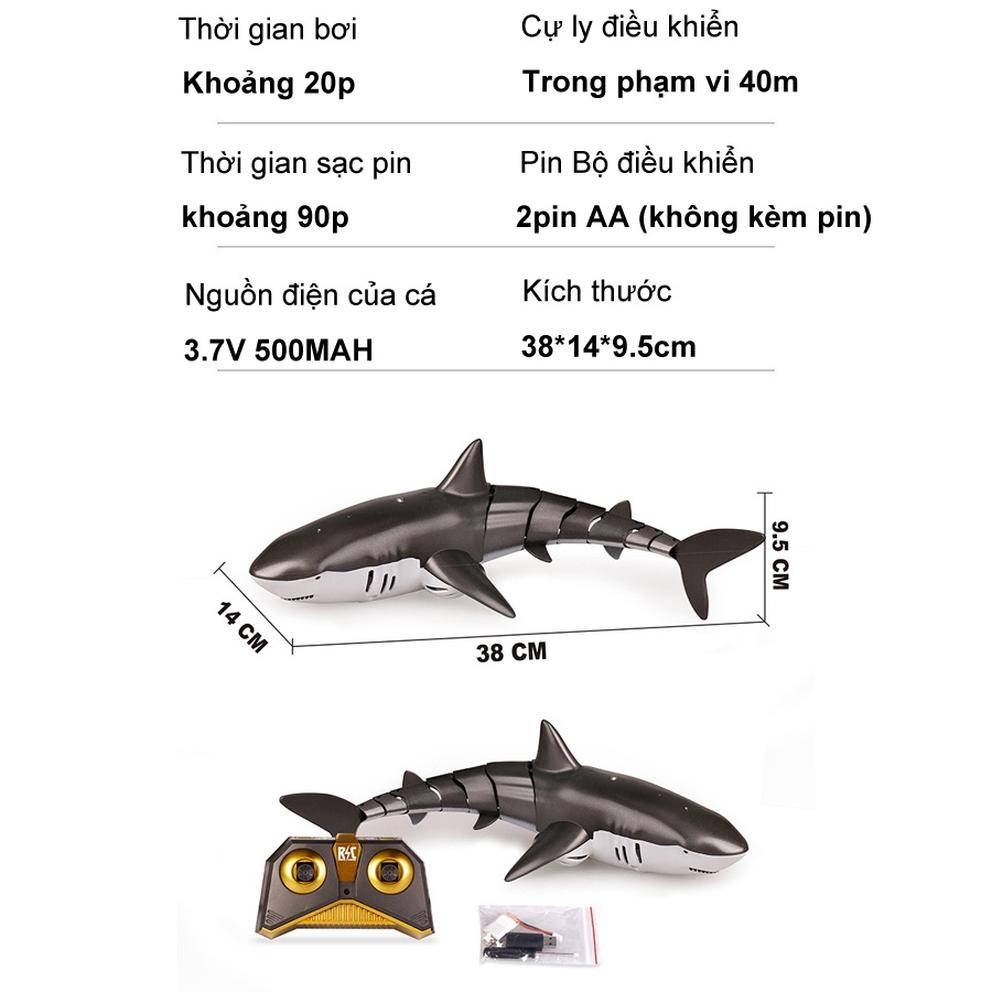 Đồ Chơi Cá Mập Điều Khiển Dưới Nước Cho Bé 3 Màu Xanh Đen Xám Siêu Ngầu - Bionic shark