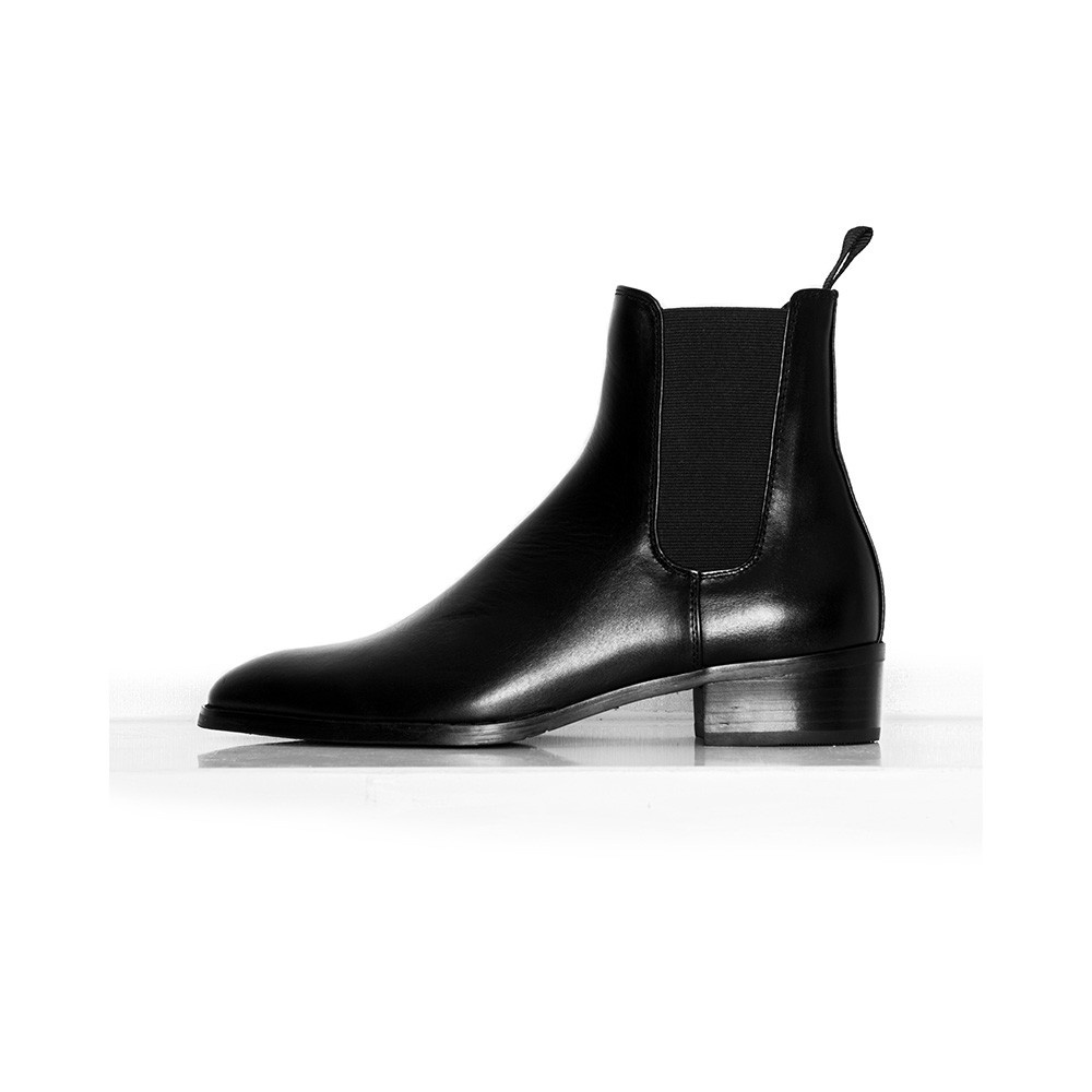 Giày Boots thời trang nam phong cách Heels Chelsea Boots chất liệu da bò nguyên tấm đế cao su đúc nhiệt tăng 4.5cm | BigBuy360 - bigbuy360.vn