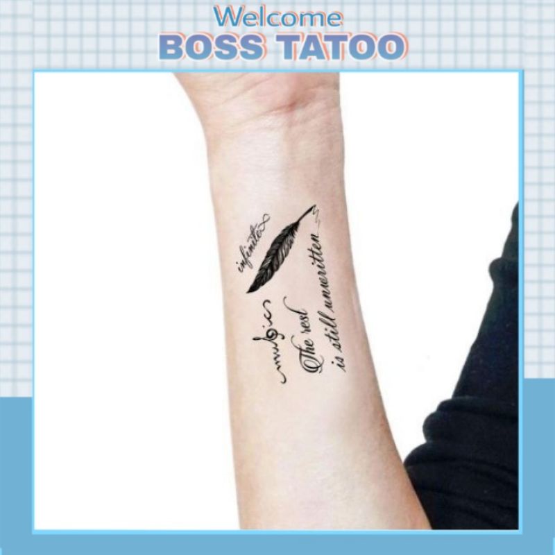 Hình xăm tatoo lông vũ t112.Xăm dán tatoo mini tạm thời, size &lt;10x6cm