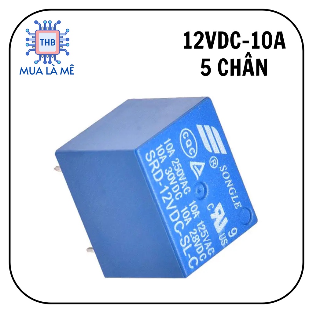 Relay rơ le 12V 12VDC 10A-SRD 5 chân chính hãng