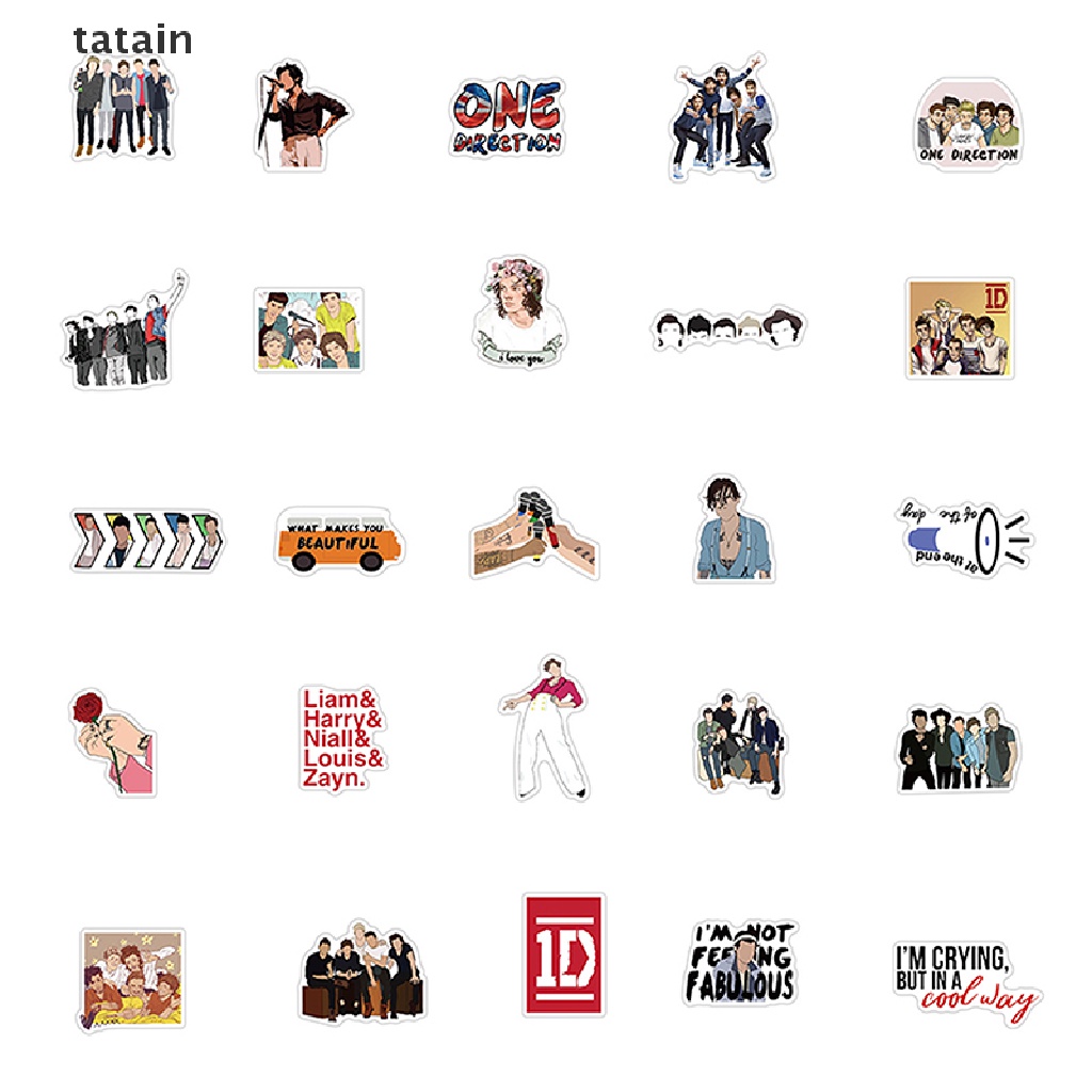 [TAT] 100PCS One Direction Stickers Music Singer Band Waterproof Sticker Decals kids CVX