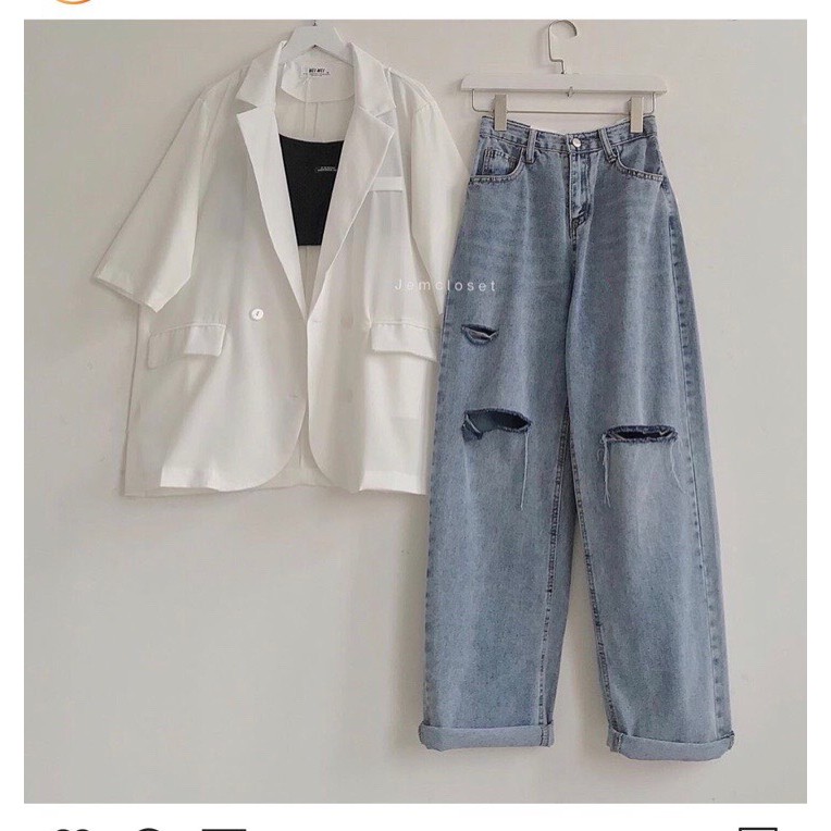 Baggy Jeans Ống Dài Rách 3LINE✨