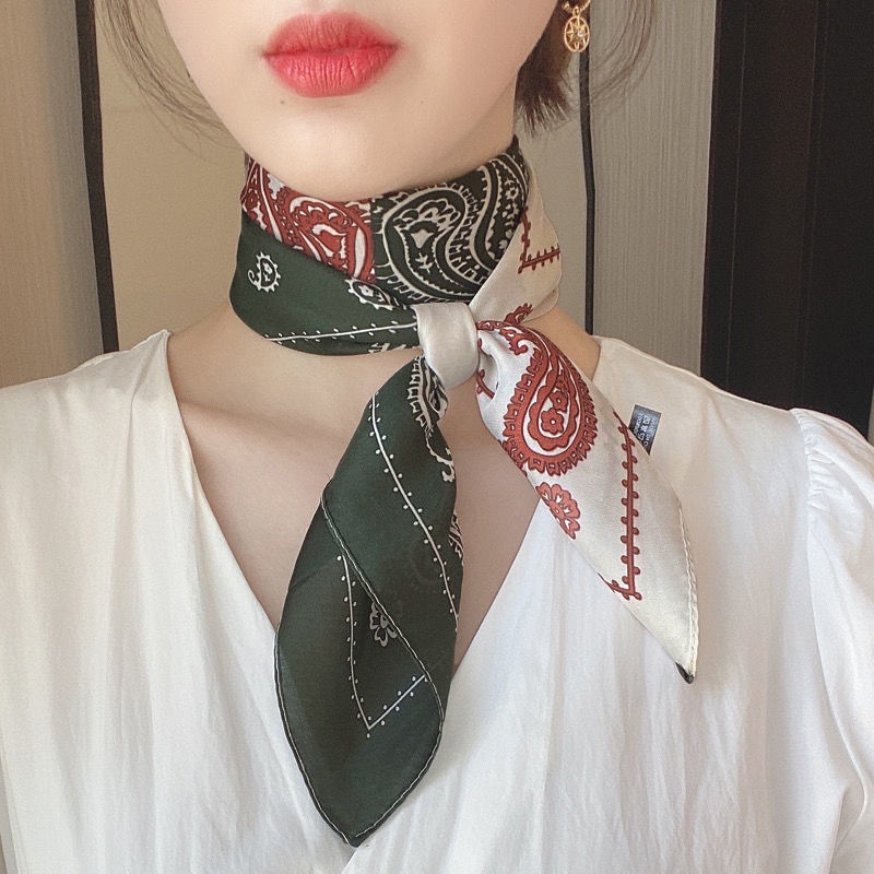 Khăn Choàng Cổ Hình Vuông 70cm Dễ Phối Đồ Thời Trang Xuân Thu Phong Cách Châu Âu Cho Nữ