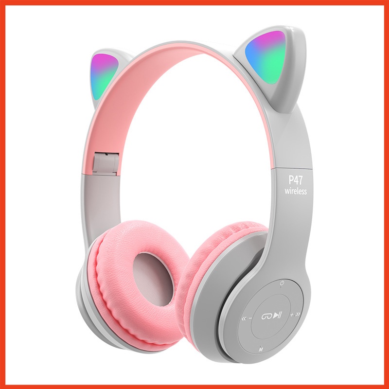 Tai Nghe Mèo Bluetooth P47M, Tai Mèo Dễ Thương Có Mic, Âm Bass Mạnh Mẽ Nghe Nhạc Cực Hay Bảo Hành 12 Tháng
