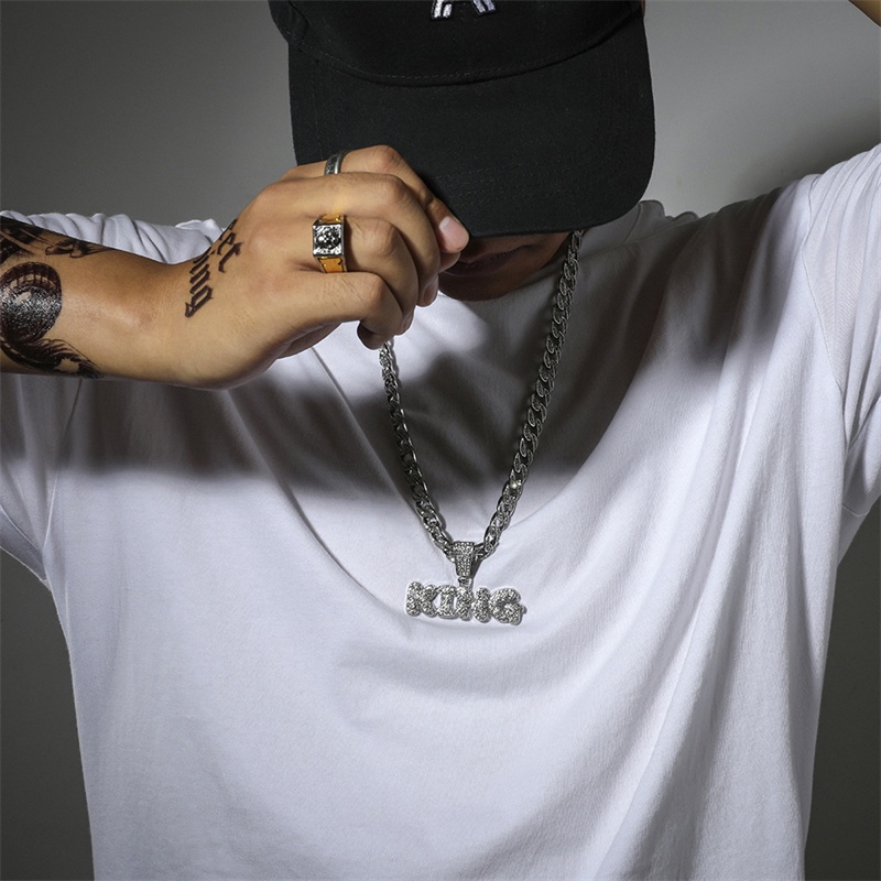Dây chuyền mặt chữ Miami Cuban 11mm phong cách Hip Hop cho nam