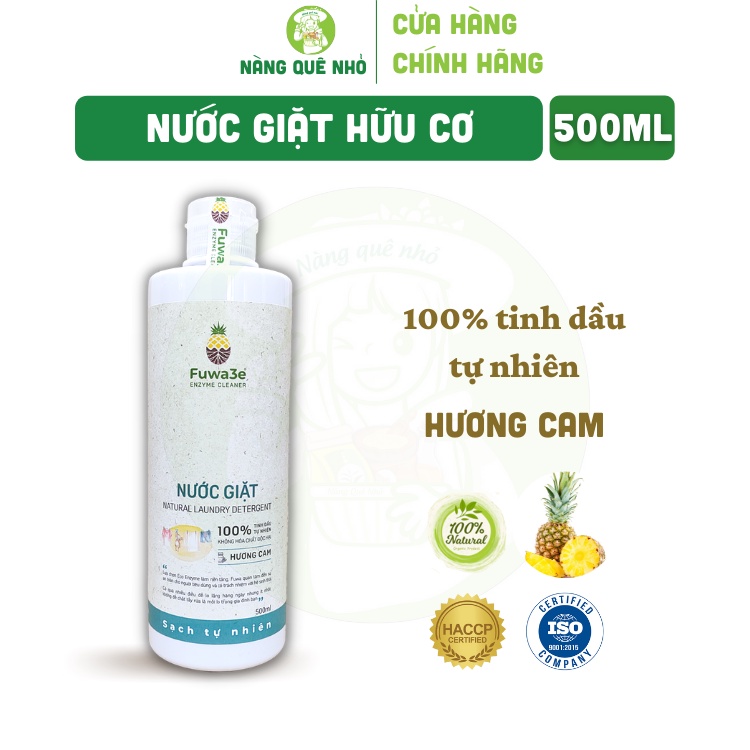 Nước Giặt Hữu Cơ FUWA 3e Organic Sinh học 500ml Giặt Quần Áo Đồ Lót Mềm Vải An Toàn Cho Em Bé