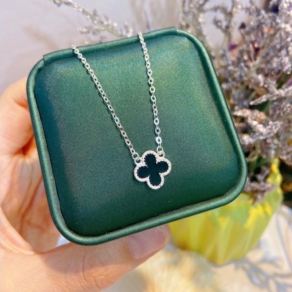 Dây chuyền bạc nữ vòng cổ bạc kiểu dáng cỏ 4 lá lấp lánh cao cấp-BÙI HÂN SHOP