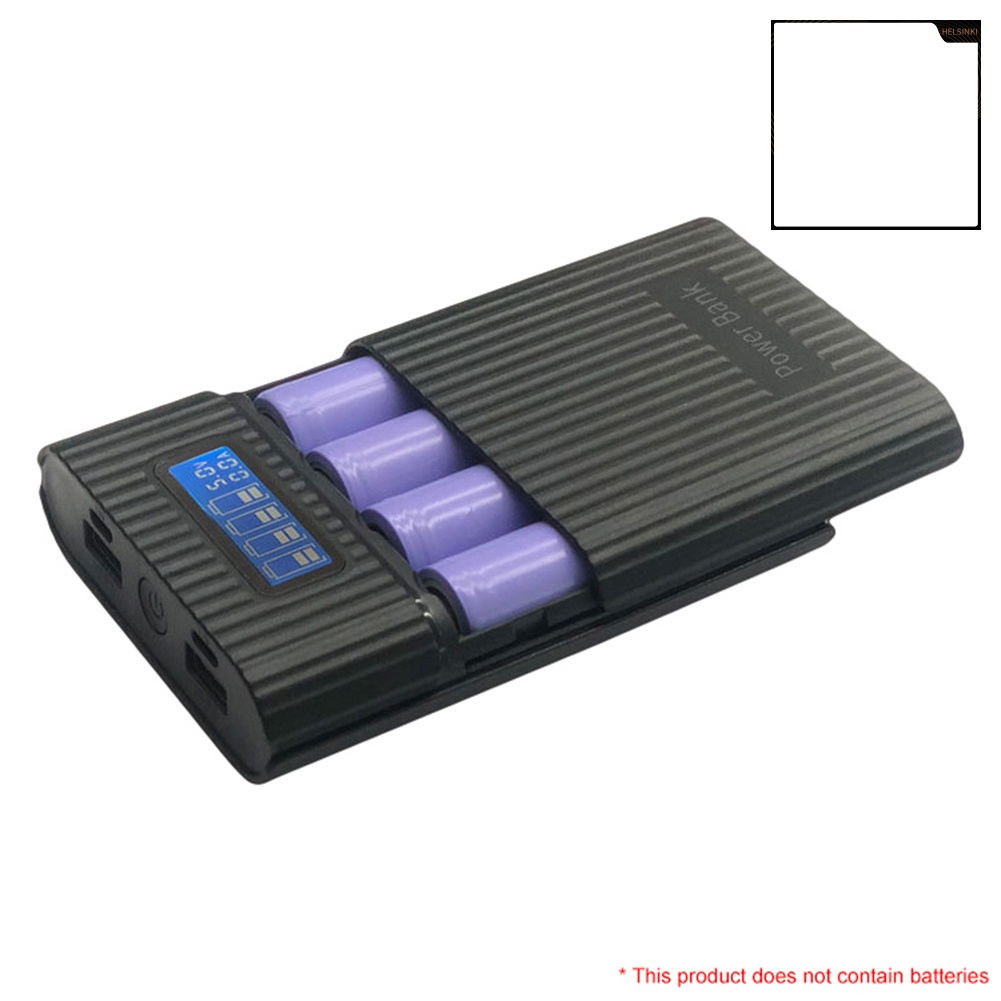 Vỏ sạc dự phòng rỗng 4 ngăn pin 18650 có đèn LED và màn hình LCD