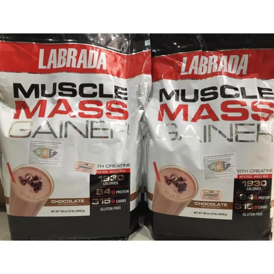 Sữa Tăng Cân Nhanh Cho Người Gầy Muscle Mass Gainer - Labrada -12 Lbs  - Authentic 100%