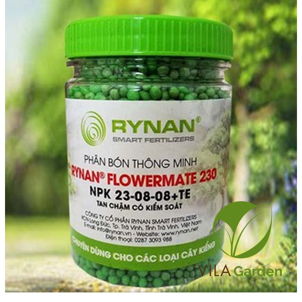 Phân Tan Chậm RYNAN FLOWERMATE 230 lọ 150g, Phân Bón Thông Minh NPK 23-8-8+TE