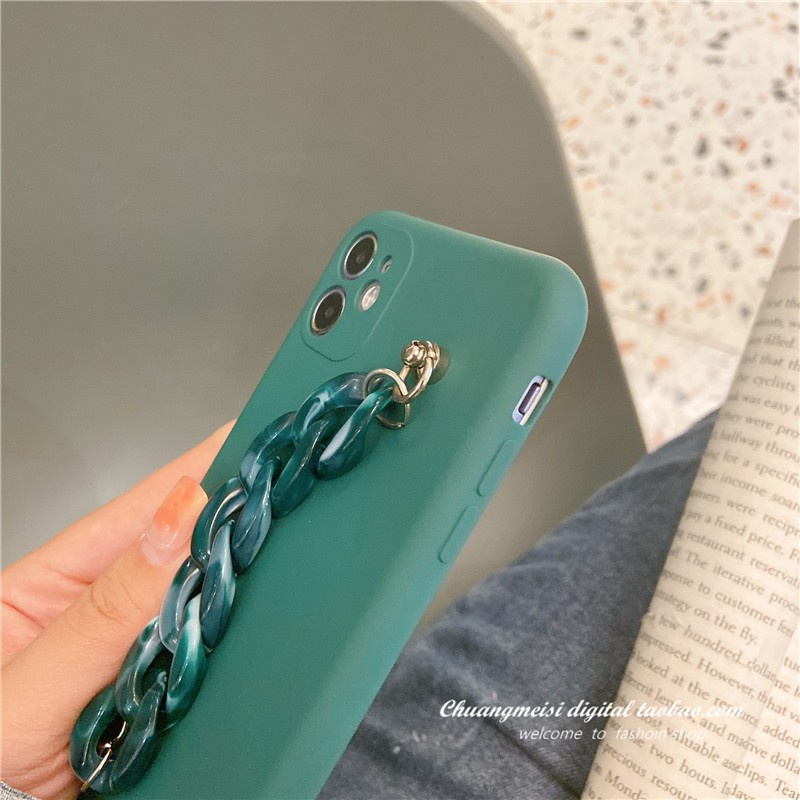 Samsung S8PLUS S9 S9PLUS S10 S10PLUS S7edge S21Ultra S21+ A12 A42 4G A6 A8 2018 A6Plus A6+ Ink green marble Bracelet mobile phone case Japanese and Korean style creative Bracelet mobile phone protective cover Fashion mobile phone fall proof soft shell