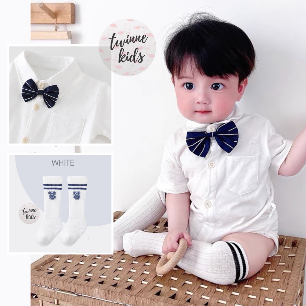 Sơ mi trắng cộc tay bé trai Twinne Kids mặc thôi nôi đầy tháng, sinh nhật chất liệu cotton dưới 3 tuổi