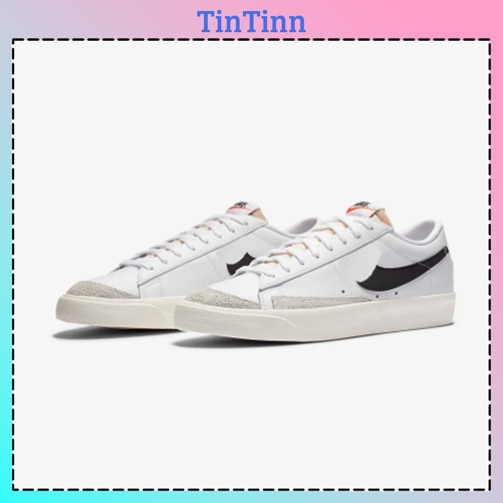 Nike Blazer Low 77 Vintage GIày Thể Thao Nike Blazer Đen Trắng Cổ Thấp Nam Nữ Đế Cao 3cm
