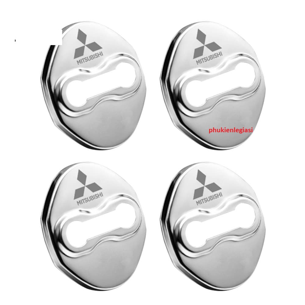 Set 4 Ốp Bảo Vệ Khóa Cửa Xe Ô Tô Ốp cửa Inox Logo Mitsubishi Grandis