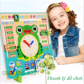 Bảng lịch đồng hồ đa năng hình ếch xanh cho bé