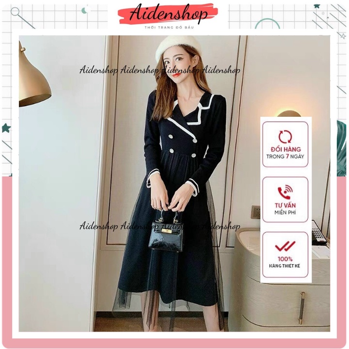 Váy bầu Len thu đông Aidenshop Đầm  len bầu thời trang sang chảnh