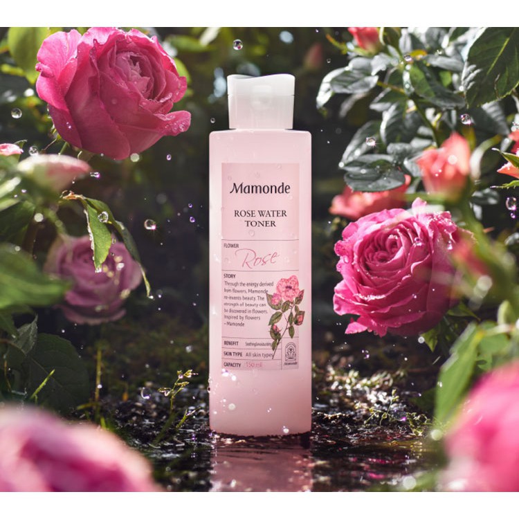 Nước hoa hồng [Dùng là mê-Hàng Auth] Nước hoa hồng dưỡng da cung cấp độ ẩm Mamonde Rose Water Toner Hàn Quốc 250ml