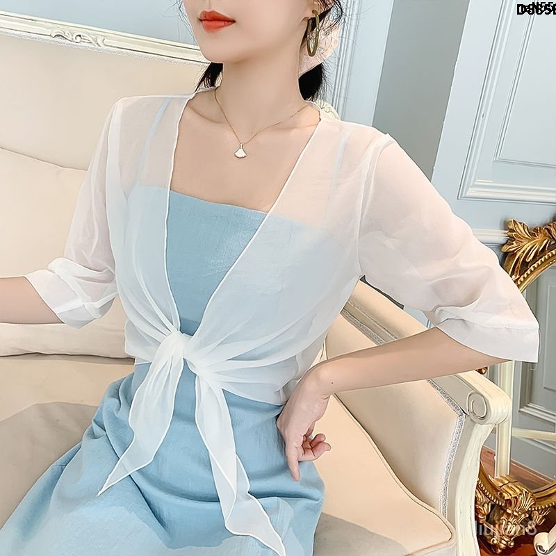 Áo Khoác Cardigan Chiffon Tay Ngắn Mỏng Nhẹ Chống Nắng Mùa Hè Dễ Phối Đồ Cho Nữ