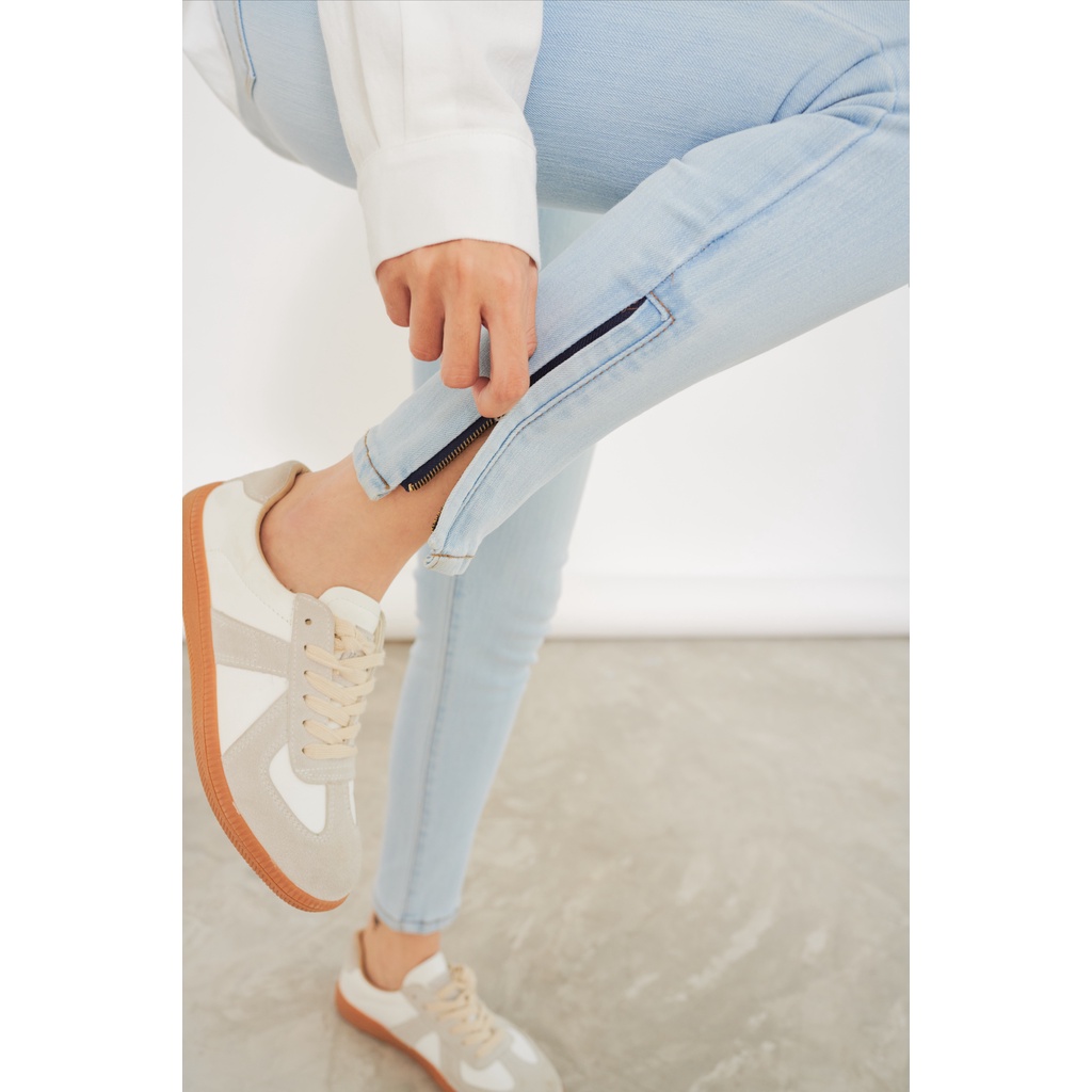 Quần jeans skinny xẻ lai có dây kéo 2 màu LENCLOTHING 8299-8300