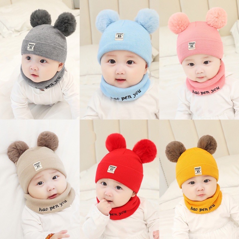 Mũ len cho bé👶S̳I̳Ê̳U̳ ̳Ấ̳M̳ ̳👶co giãn 4 chiều dày mịn, khăn ống cổ , dành cho bé từ 2 tháng đến 3 tuổi. Nhiều màu sắc