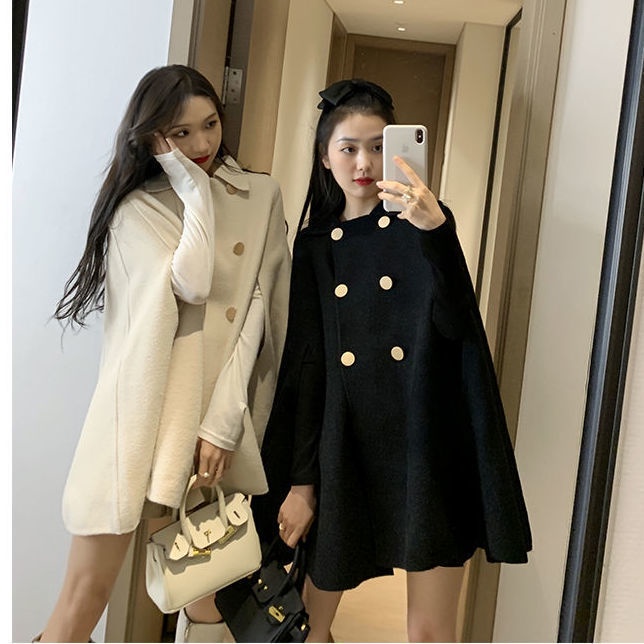 Áo choàng len dáng rộng phong cách Anh Quốc mới năm 2021