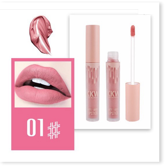 [Mã giảm giá] Son Kem Lì Tơ Lụa KKW Matte Liquid Lipstick Phong Cách Âu Mỹ