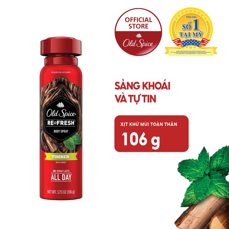 Xịt khử mùi Old Spice Spray Timber 106g