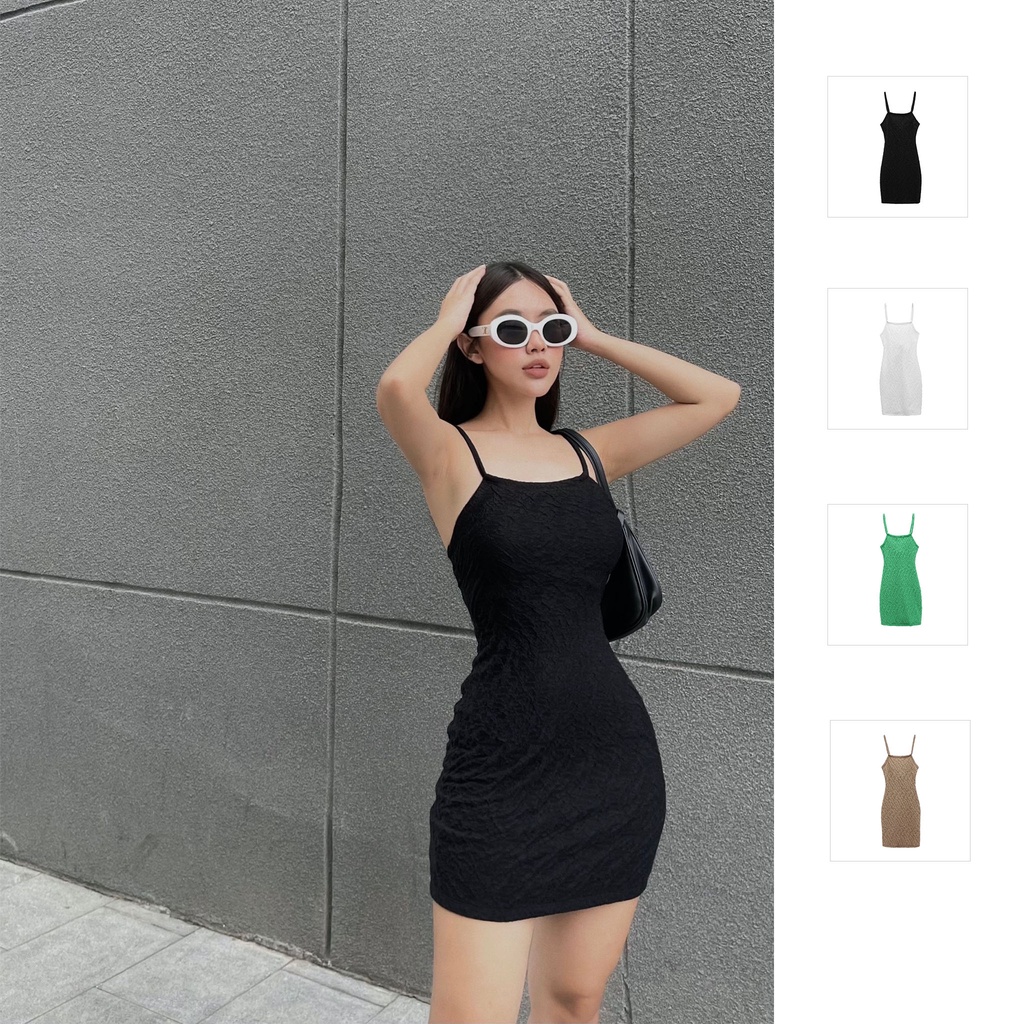 Đầm Nữ Shape Back Ruffle , Chất Vải thun xốp xoắn Thoải Mái , WDN000166,Somehow