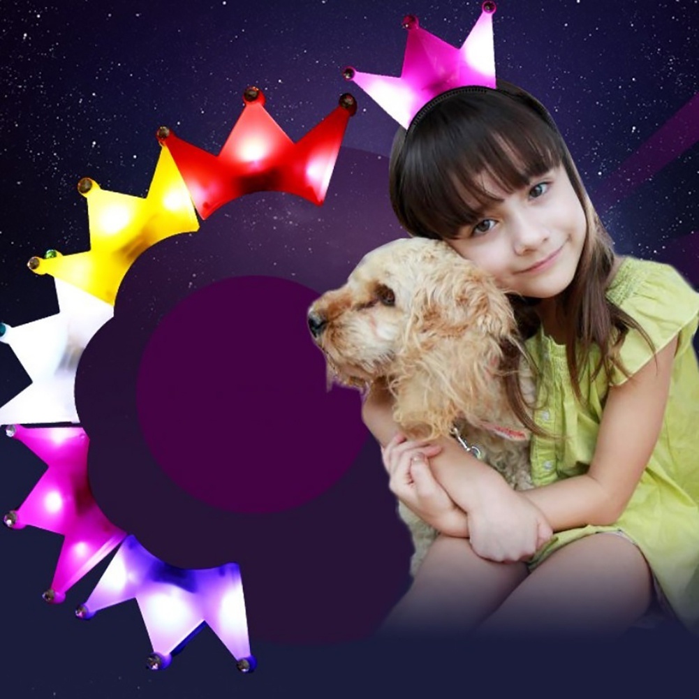 Gmz- Cài Tóc Hình Vương Miện Công Chúa Có Đèn LED Phát Sáng Dành Cho Tiệc Tùng