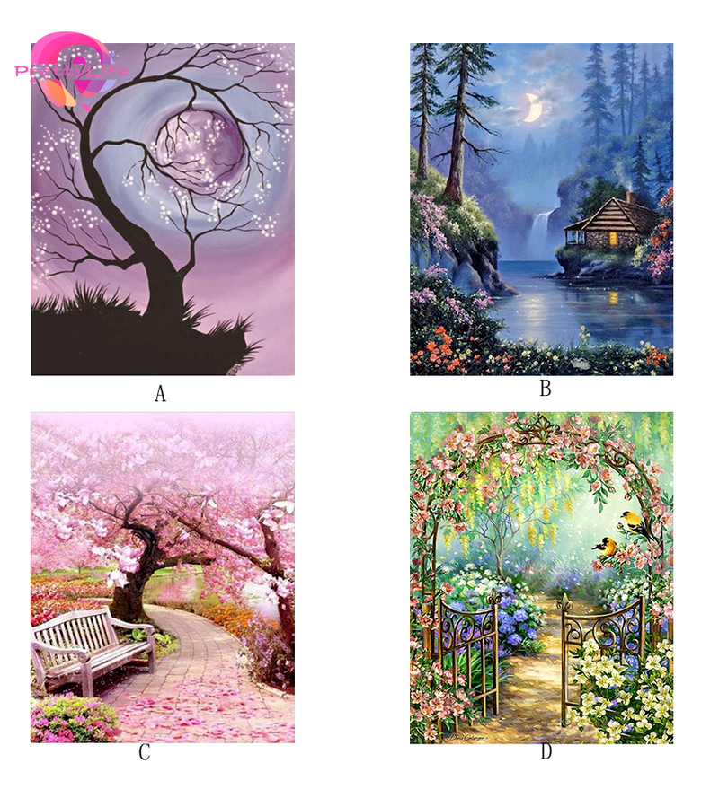 Tranh đính đá 5D tự làm kích thước 30x40cm hình phong cảnh trang trí tường