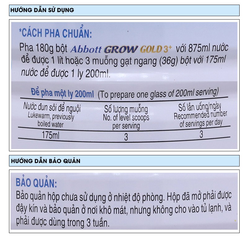 SỮA ABBOTT GROW GOLD 3+ HƯƠNG VANI 1,7KG (3 - 6 TUỔI)