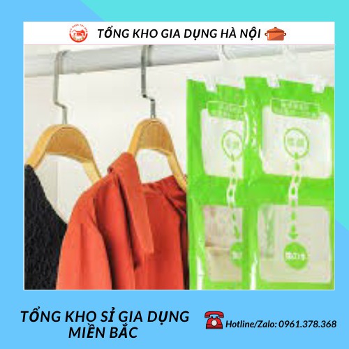 Túi hút ẩm - Gói hút ẩm quần áo 2 ngăn chống ẩm chống mốc có móc treo đa năng siêu hút ẩm cực tốt 2253