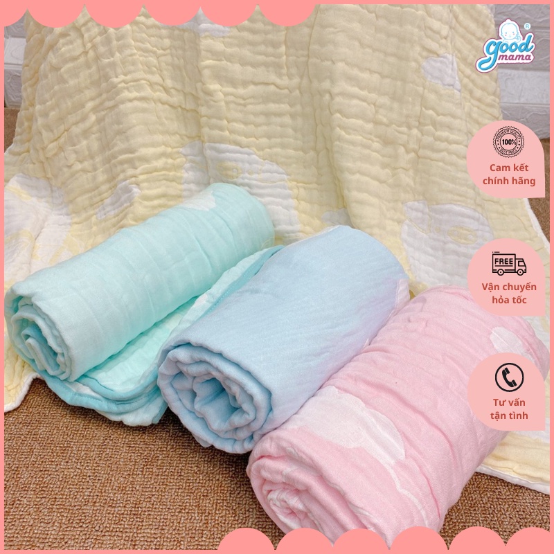 Khăn tắm cho bé - Khăn đa năng 6 lớp Goodmama Cho Bé Sợi Tre 6 Lớp, Kích Thước 110 x 110cm