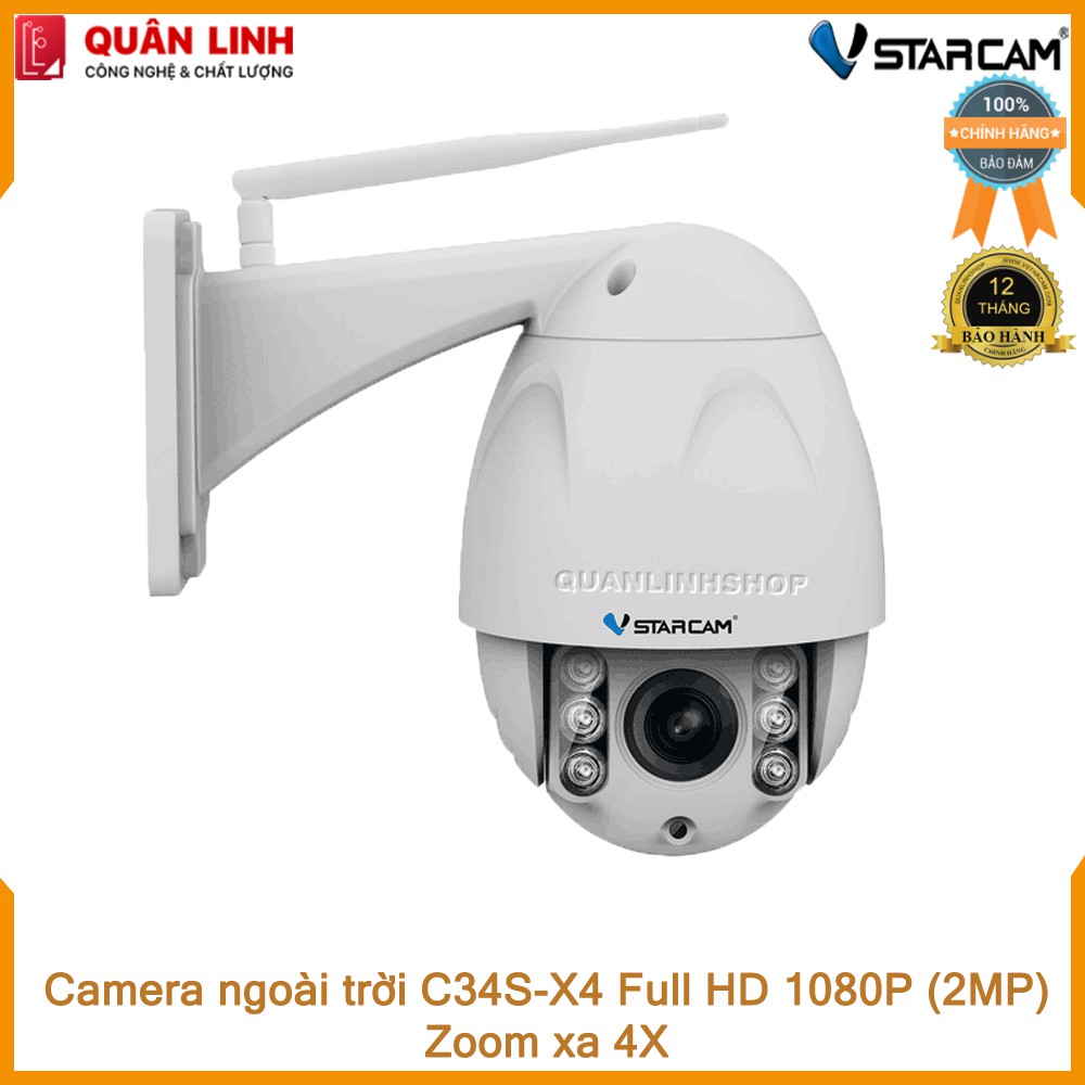 Camera ngoài trời Vstarcam C34s-X4 Zoom 4X Full HD 1080P kèm thẻ 128GB Class 10